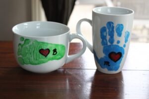 homemade handprint mugs